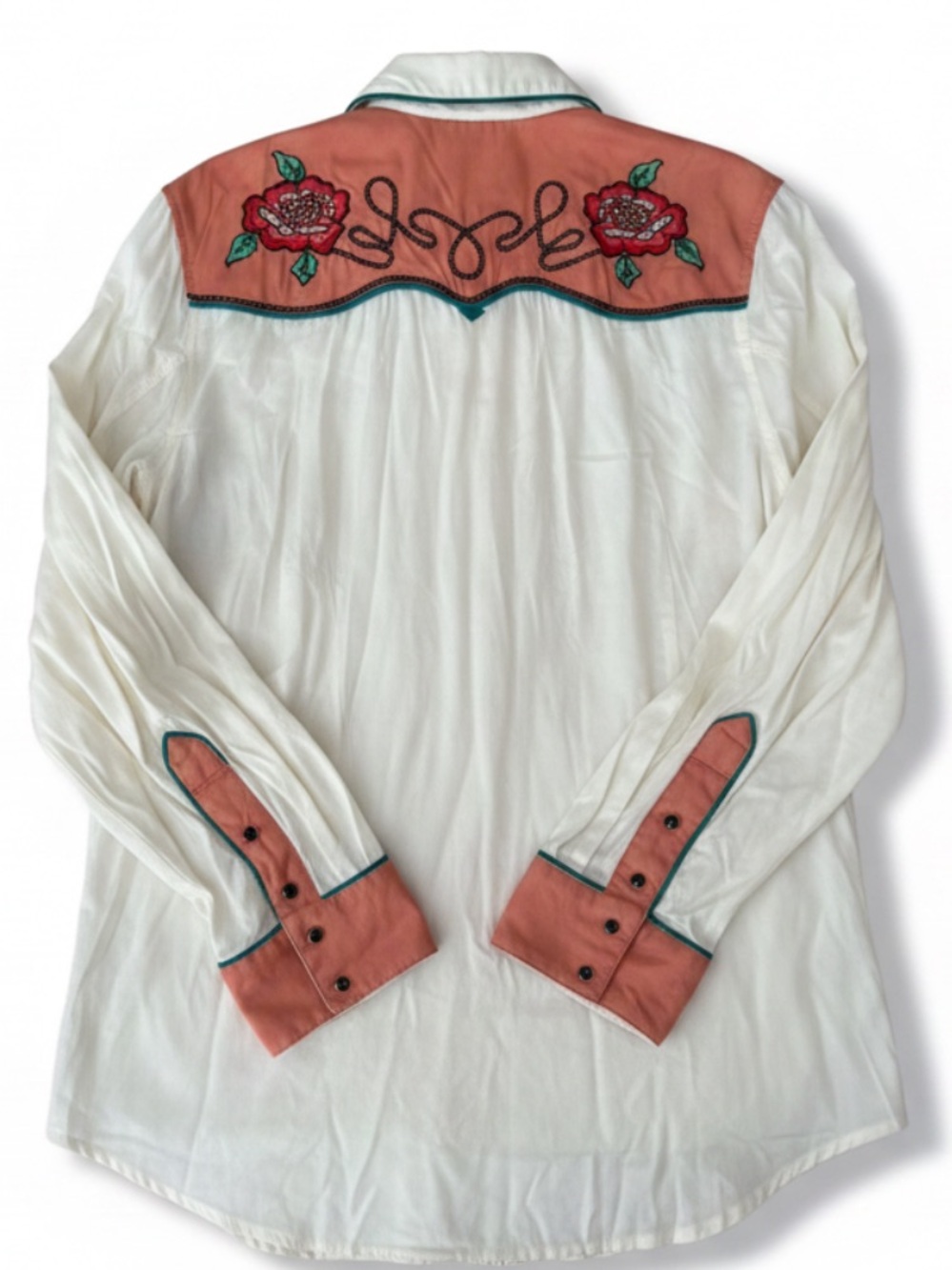 Double D Ranch Pal of the Pioneers Top embroidered beaded cactus rose RTL $395 L - Picture 4 of 4